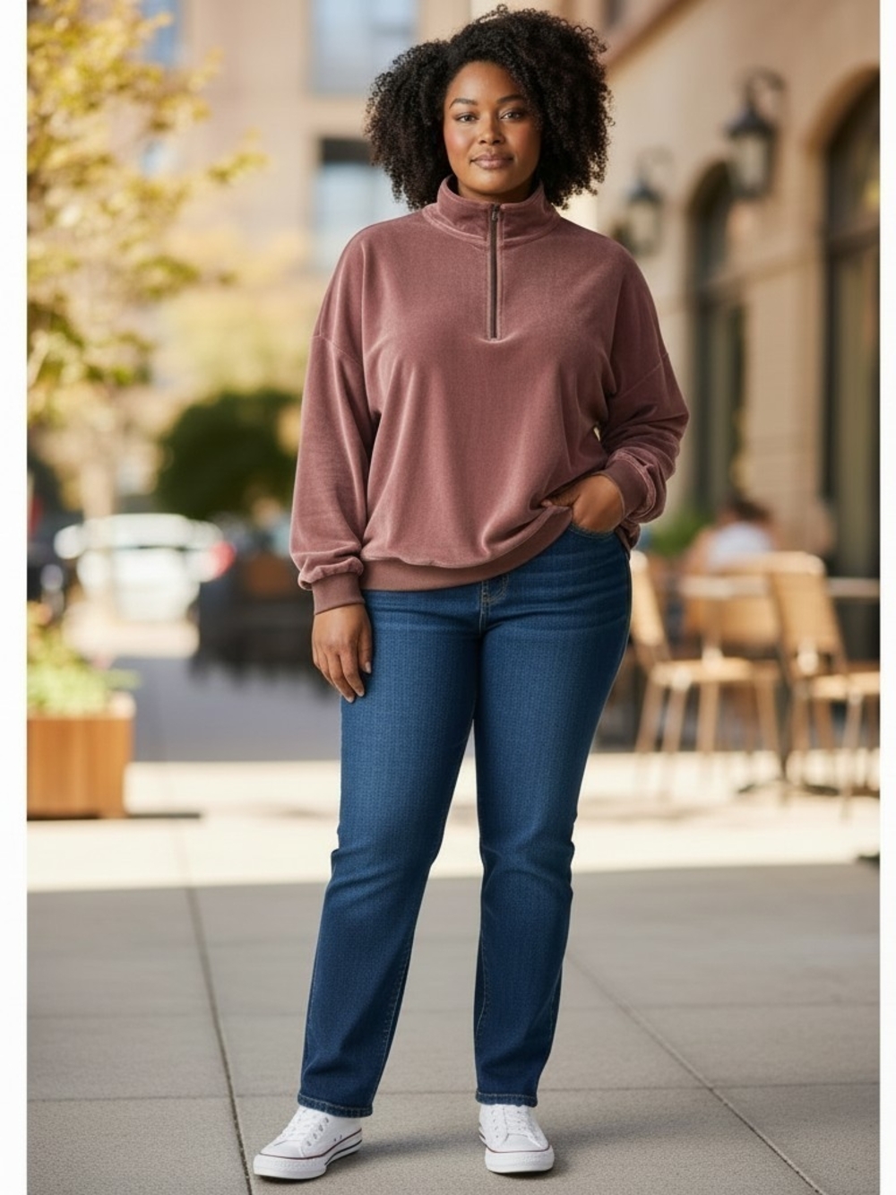 Avia Mauve Half-Zip Pullover Sweatshirt